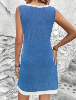 Discount Women's Mini Dress Sundress A Line Dress Summer Dress Vacation Casual Daily Regular Fit Floral Graphic Sleeveless U Neck Blue Dark Blue Summer Women Sundresses