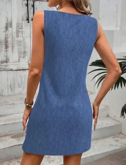 Discount Women's Mini Dress Sundress A Line Dress Summer Dress Vacation Casual Daily Regular Fit Floral Graphic Sleeveless U Neck Blue Dark Blue Summer Women Sundresses