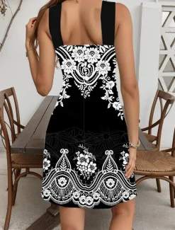 Outlet Women's Mini Dress Sundress A Line Dress Halter Dress Vacation Casual Going out Regular Fit Floral Graphic Paisley Sleeveless Halter Neck Black Blue Green Peacock Blue Summer Women Vacation Dresses|Casual Dress
