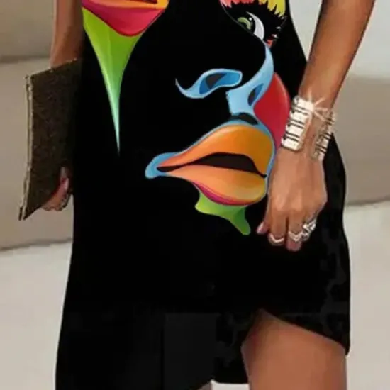 Clearance Women's Mini Dress Sundress Shift Dress Fashion Modern Vacation Daily Going out Regular Fit Abstract Sleeveless Halter Neck Cold Shoulder Summer Spring Women Sundresses