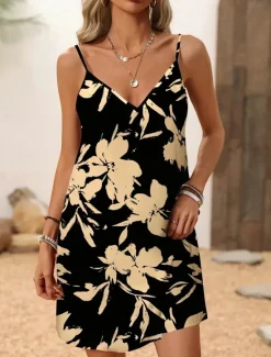 New Women's Mini Dress Sundress A Line Dress Summer Dress Slip Dress Vacation Casual Outdoor Party Daily Regular Fit Floral Graphic Abstract Sleeveless V Neck Summer Spring Women Sundresses