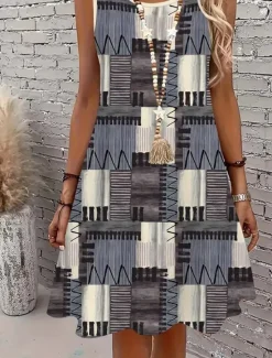 Best Women's Mini Dress Sundress A Line Dress Off The Shoulder Dress Vacation Casual Boho Holiday Beach Regular Fit Ombre Graphic Animal Sleeveless Crew Neck Summer Spring Women Sundresses