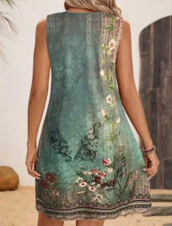 Discount Women's Mini Dress Sundress Summer Dress Vacation Boho Daily Holiday Regular Fit Floral Graphic Paisley Sleeveless Crew Neck Summer Women Sundresses