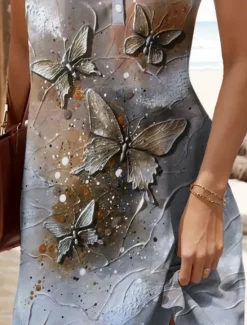 Clearance Women's Mini Dress Sundress Shift Dress Off The Shoulder Dress Vacation Casual Outdoor Going out Regular Fit Graphic Butterfly Sleeveless V Neck Summer Spring Women Sundresses