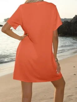 Online Women's Mini Dress Sundress Summer Dress Casual Daily Regular Fit Solid Color Short Sleeve V Neck Black White Navy Blue Sky Blue Summer Women Sundresses