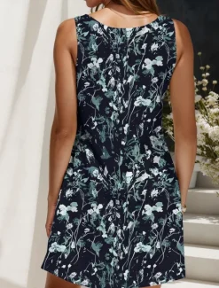 New Women's Mini Dress Sundress A Line Dress Summer Dress Vacation Casual Regular Fit Floral Graphic Abstract Sleeveless U Neck Scoop Neck Black And White Red Blue Purple Summer Spring Women Sundresses