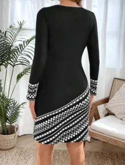 New Women's Mini Dress Sweatshirt Dress Casual Dress Winter Dress Corset Dress Casual Party Street Casual Regular Fit Geometric Crew Neck Fall Winter Women Work Dresses