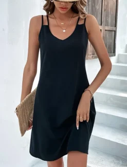 Clearance Women's Mini Dress T Shirt Dress Tee Dress Shift Dress Slip Dress Casual Vacation Casual Daily Regular Fit Graphic Sleeveless V Neck Black Pink Dusty Rose Light Purple Summer Women Sundresses