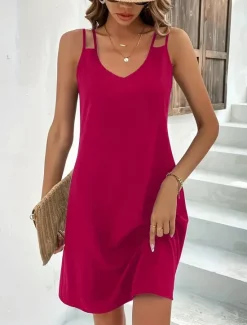 Clearance Women's Mini Dress T Shirt Dress Tee Dress Shift Dress Slip Dress Casual Vacation Casual Daily Regular Fit Graphic Sleeveless V Neck Black Pink Dusty Rose Light Purple Summer Women Sundresses