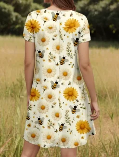 Sale Women's Mini Dress T Shirt Dress Tee Dress A Line Dress Summer Dress Vacation Casual Daily Weekend Regular Fit Floral Graphic Animal Short Sleeve Crew Neck Summer Spring Women T Shirt Dresses