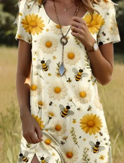 Sale Women's Mini Dress T Shirt Dress Tee Dress A Line Dress Summer Dress Vacation Casual Daily Weekend Regular Fit Floral Graphic Animal Short Sleeve Crew Neck Summer Spring Women T Shirt Dresses