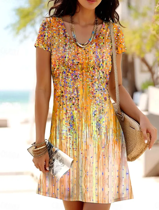 Sale Women's Mini Dress T Shirt Dress Tee Dress A Line Dress Summer Dress Casual Daily Regular Fit Ombre Graphic Short Sleeve Crewneck Yellow Pink Blue Summer Spring Women T Shirt Dresses