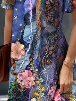 Discount Women's Mini Dress T Shirt Dress Tee Dress Sundress A Line Dress Summer Dress Vacation Casual Boho Beach Regular Fit Floral Graphic Abstract Short Sleeve V Neck Yellow Red Blue Purple Summer Spring Women Sundresses