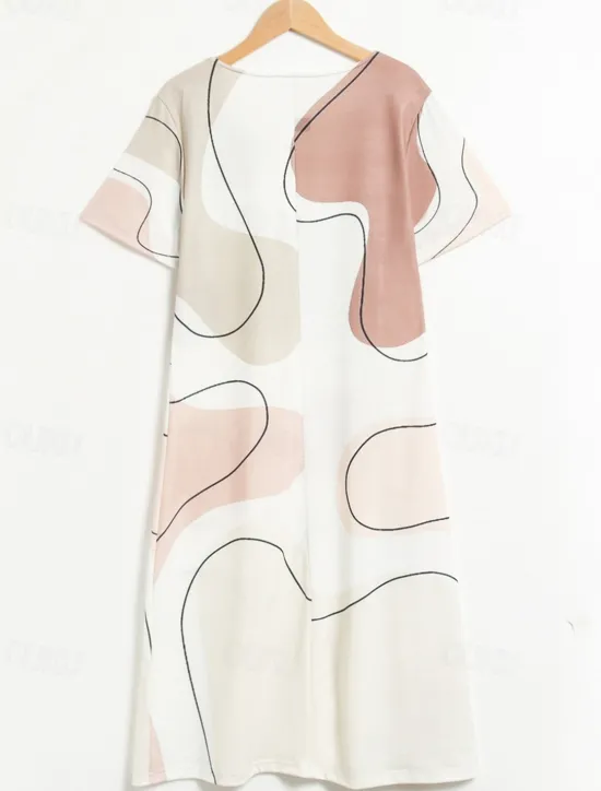 Online Women's Mini Dress T Shirt Dress Tee Dress Sundress Summer Dress Print Dress Fashion Streetwear Modern Outdoor Daily Going out Regular Fit Geometric Color Block Short Sleeve Crew Neck Black And White Women Casual Dress