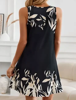 Online Women's Mini Dress T Shirt Dress Tee Dress Sundress Summer Dress Elegant Vintage Stylish Vacation Casual Daily Regular Fit Floral Graphic Sleeveless Crew Neck Summer Women T Shirt Dresses