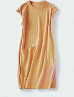 Discount Women's Mini Dress T Shirt Dress Tee Dress Shift Dress Summer Dress Casual Daily Regular Fit Solid Color Sleeveless Crew Neck Black Khaki Summer Women Sundresses