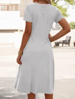 Outlet Women's Mini Dress T Shirt Dress Tee Dress Sundress A Line Dress Vacation Casual Beach Going out Beach Plain Short Sleeve V Neck Black White Summer Women White Dresses