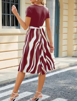 Hot Women's Mini Dress T Shirt Dress Tee Dress A Line Dress Athletic Dress Casual Vacation Street Casual Regular Fit Graphic Short Sleeve Crew Neck Black Wine Navy Blue Sky Blue Summer Women T Shirt Dresses