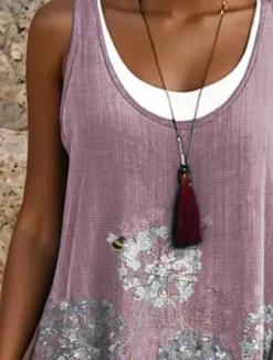 Women's Mini Dress T Shirt Dress Tee Dress Sundress A Line Dress Vacation Casual Boho Loose Fit Floral Graphic Sleeveless U Neck Scoop Neck Summer Spring Women Sundresses