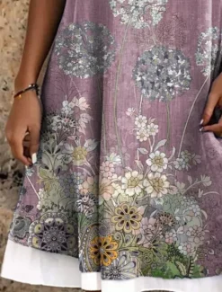 Women's Mini Dress T Shirt Dress Tee Dress Sundress A Line Dress Vacation Casual Boho Loose Fit Floral Graphic Sleeveless U Neck Scoop Neck Summer Spring Women Sundresses