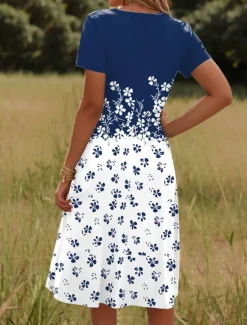 Sale Women's Mini Dress T Shirt Dress Tee Dress A Line Dress Summer Dress Casual Holiday Beach Regular Fit Floral Graphic Short Sleeve Crew Neck Red Light Brown Blue Orange Summer Spring Women T Shirt Dresses
