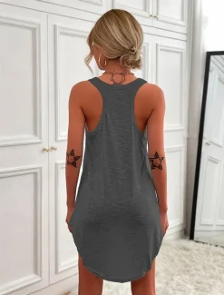Clearance Women's Mini Dress T Shirt Dress Tee Dress Shift Dress Slip Dress Casual Vacation Casual Daily Regular Fit Graphic Sleeveless U Neck Magenta Black White Yellow Summer Women Sundresses