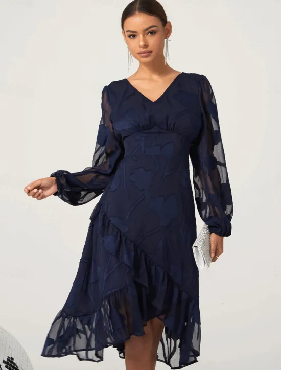 Discount Women's Mini Dress Vintage Dress Casual Dress Vintage Casual Formal Formal Christmas Party Regular Fit Long Sleeve V Neck Fall Winter Women Chiffon Dresses|Work Dresses