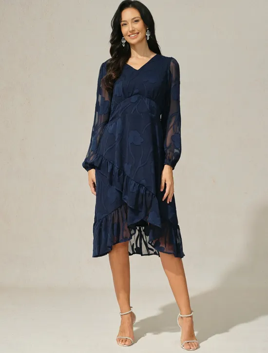 Discount Women's Mini Dress Vintage Dress Casual Dress Vintage Casual Formal Formal Christmas Party Regular Fit Long Sleeve V Neck Fall Winter Women Chiffon Dresses|Work Dresses