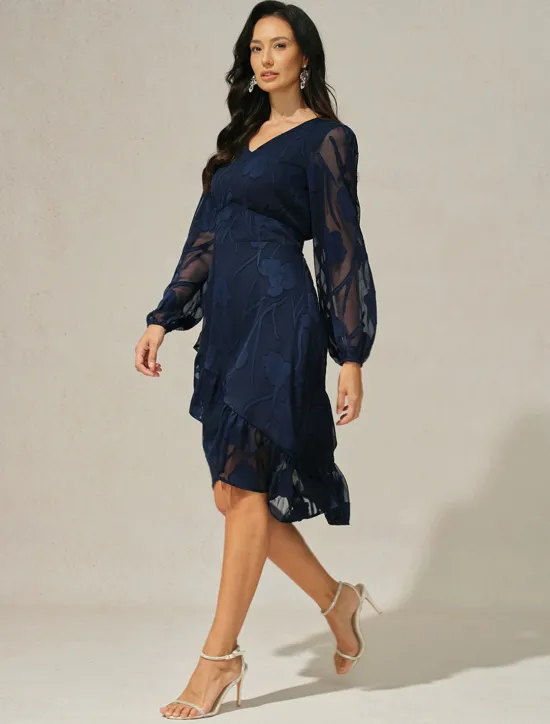 Discount Women's Mini Dress Vintage Dress Casual Dress Vintage Casual Formal Formal Christmas Party Regular Fit Long Sleeve V Neck Fall Winter Women Chiffon Dresses|Work Dresses