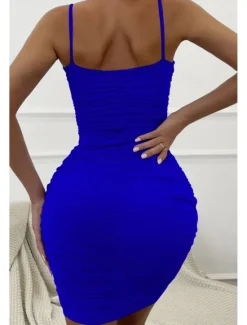 New Women's Mini Dress White Dress Graduation Dress Bodycon Slip Dress Fashion Party Birthday Date Regular Fit Plain Sleeveless Spaghetti Strap Black White Wine Red Summer Women White Dresses