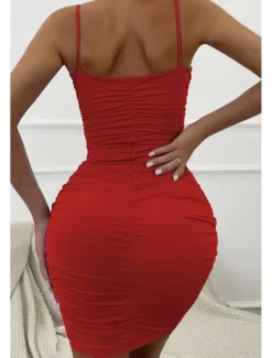 New Women's Mini Dress White Dress Graduation Dress Bodycon Slip Dress Fashion Party Birthday Date Regular Fit Plain Sleeveless Spaghetti Strap Black White Wine Red Summer Women White Dresses