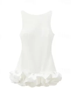 Online Women's Mini Dress White Dress Graduation Dress Sexy Dress Fashion Party Birthday Cocktail Party Regular Fit Plain Sleeveless Crew Neck Black White Red Summer Women White Dresses