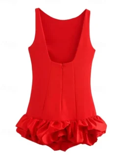 Online Women's Mini Dress White Dress Graduation Dress Sexy Dress Fashion Party Birthday Cocktail Party Regular Fit Plain Sleeveless Crew Neck Black White Red Summer Women White Dresses