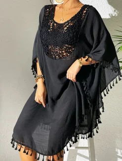 Best Women's Mini Dress White Dress Lace Dress Shirt Dress Summer Dress Streetwear Basic Casual Vacation Street Holiday Regular Fit 3/4 Length Sleeve Crew Neck Black White Blue Orange Summer Women White Dresses