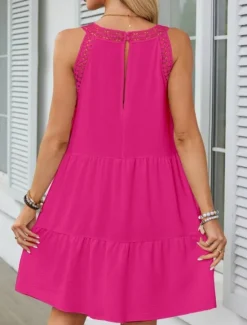 Outlet Women's Mini Dress White Dress Casual Dress Tank Dress Stylish Basic Casual Vacation Daily Regular Fit Plain Sleeveless Crew Neck White Fuchsia Summer Women Sundresses
