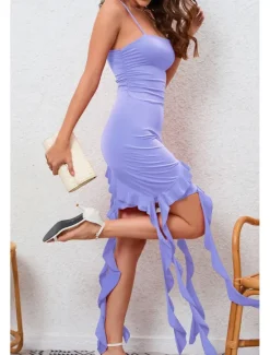 Hot Women's Mini Dress White Dress Graduation Dress Homecoming Dress Bodycon Fashion Birthday Graduation Date Regular Fit Plain Sleeveless Spaghetti Strap Black White Red Purple Summer Women White Dresses