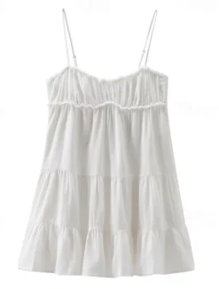 Clearance Women's Mini Dress White Dress Graduation Dress Slip Dress Fashion Elegant Dress Outdoor Party Holiday Regular Fit Plain Sleeveless V Neck Black White Summer Women White Dresses