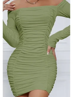 Sale Women's Mini Dress White Dress Graduation Dress Bodycon Fashion Modern Vacation Birthday Graduation Regular Fit Plain Long Sleeve Off Shoulder Black White Wine Red Summer Women White Dresses