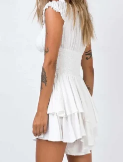 Online Women's Mini Dress White Dress Graduation Dress Fashion Party Birthday Date Regular Fit Plain Short Sleeve Off Shoulder Black White Summer Women White Dresses