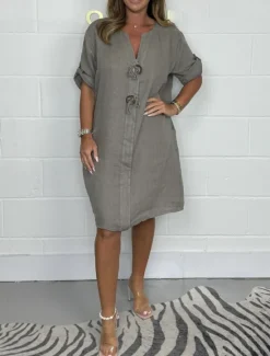 Best Women's Mini Dress White Dress Shirt Dress Casual Dress Cotton Linen Dress Basic Casual Loose Fit Graphic Half Sleeve V Neck Black White Red Gray Summer Women Shirts