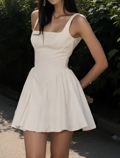 Best Women's Mini Dress White Dress Graduation Dress Slip Dress Fashion Modern Outdoor Vacation Graduation Regular Fit Plain Sleeveless Spaghetti Strap Black White Pink Summer Women White Dresses