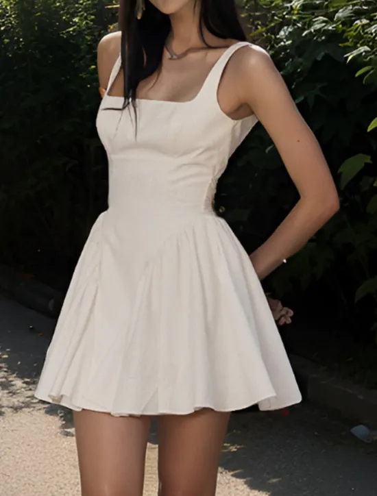 Best Women's Mini Dress White Dress Graduation Dress Slip Dress Fashion Modern Outdoor Vacation Graduation Regular Fit Plain Sleeveless Spaghetti Strap Black White Pink Summer Women White Dresses