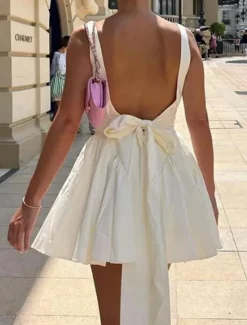 Best Women's Mini Dress White Dress Graduation Dress Slip Dress Fashion Modern Outdoor Vacation Graduation Regular Fit Plain Sleeveless Spaghetti Strap Black White Pink Summer Women White Dresses