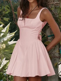 Best Women's Mini Dress White Dress Graduation Dress Slip Dress Fashion Modern Outdoor Vacation Graduation Regular Fit Plain Sleeveless Spaghetti Strap Black White Pink Summer Women White Dresses