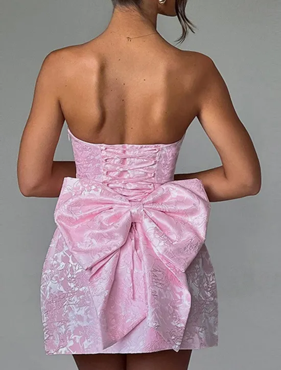 New Women's Mini Dress White Dress Graduation Dress Party Dress Fashion Birthday Graduation Cocktail Party Regular Fit Plain Sleeveless Strapless Light Pink White Summer Women White Dresses