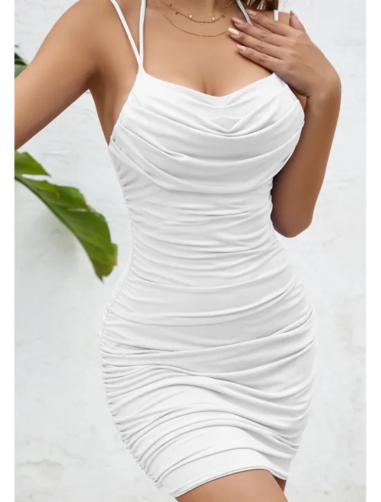 Online Women's Mini Dress White Dress Graduation Dress Slip Dress Fashion Birthday Holiday Date Regular Fit Plain Sleeveless Spaghetti Strap Black White Wine Light Purple Summer Women White Dresses