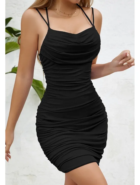 Online Women's Mini Dress White Dress Graduation Dress Slip Dress Fashion Birthday Holiday Date Regular Fit Plain Sleeveless Spaghetti Strap Black White Wine Light Purple Summer Women White Dresses