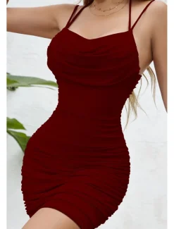 Online Women's Mini Dress White Dress Graduation Dress Slip Dress Fashion Birthday Holiday Date Regular Fit Plain Sleeveless Spaghetti Strap Black White Wine Light Purple Summer Women White Dresses