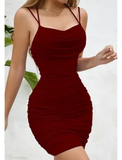 Online Women's Mini Dress White Dress Graduation Dress Slip Dress Fashion Birthday Holiday Date Regular Fit Plain Sleeveless Spaghetti Strap Black White Wine Light Purple Summer Women White Dresses