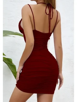 Online Women's Mini Dress White Dress Graduation Dress Slip Dress Fashion Birthday Holiday Date Regular Fit Plain Sleeveless Spaghetti Strap Black White Wine Light Purple Summer Women White Dresses